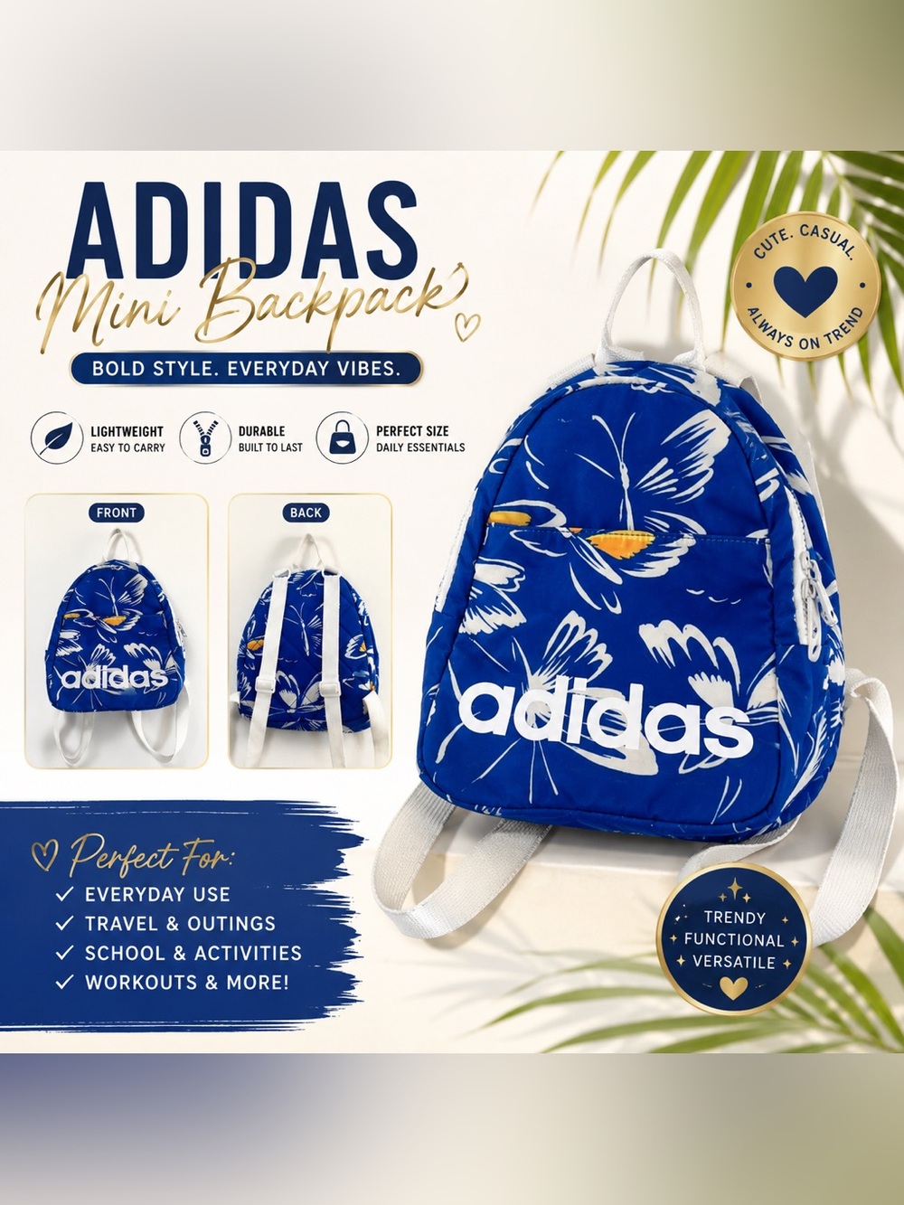 adidas‎ Blue Floral Mini Backpack